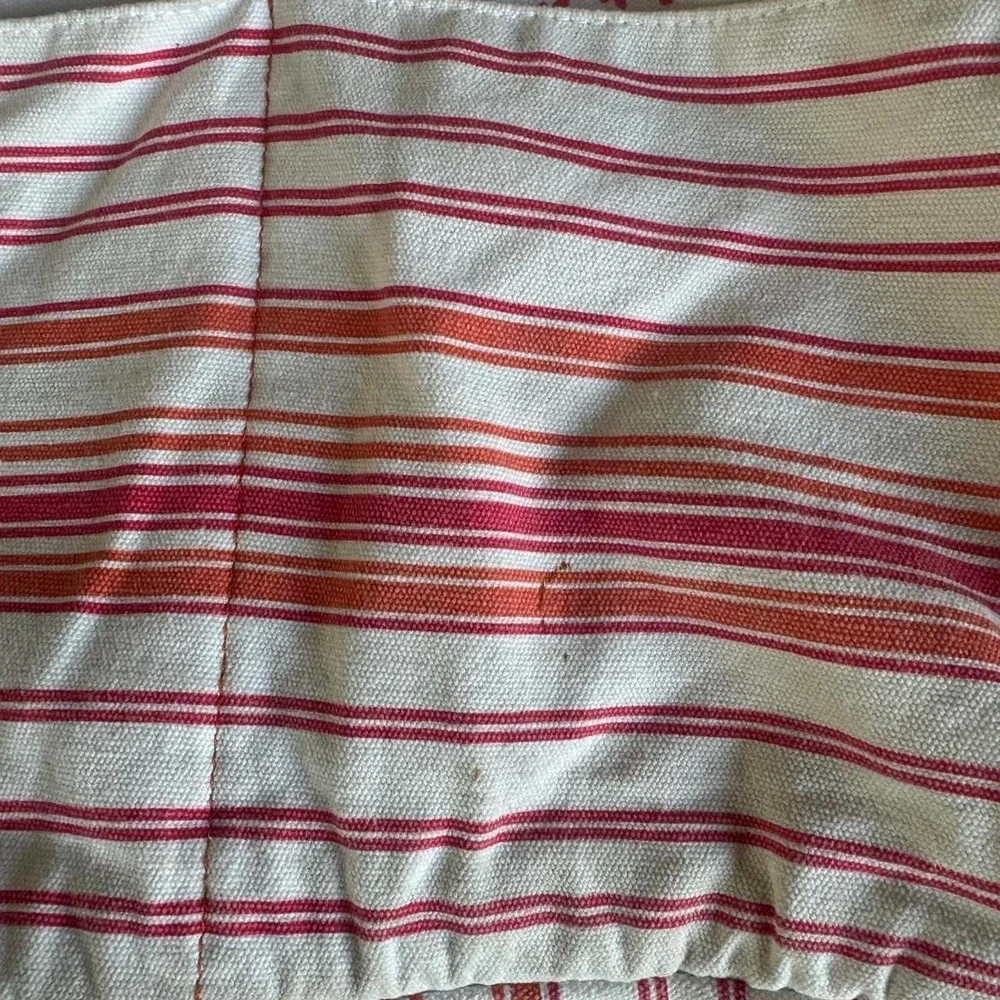 Roxy white and red/orange floral striped tote bag